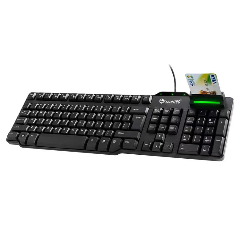 New USB  Wired IC Smart Card Keyboard  International Standards Security Computer Ergonomic With Card Reader
